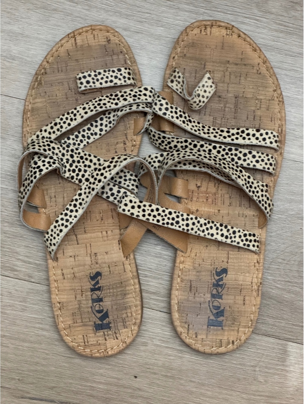 KORKS "Khel" Strappy Cheetah Print Cork Sandals size 11
